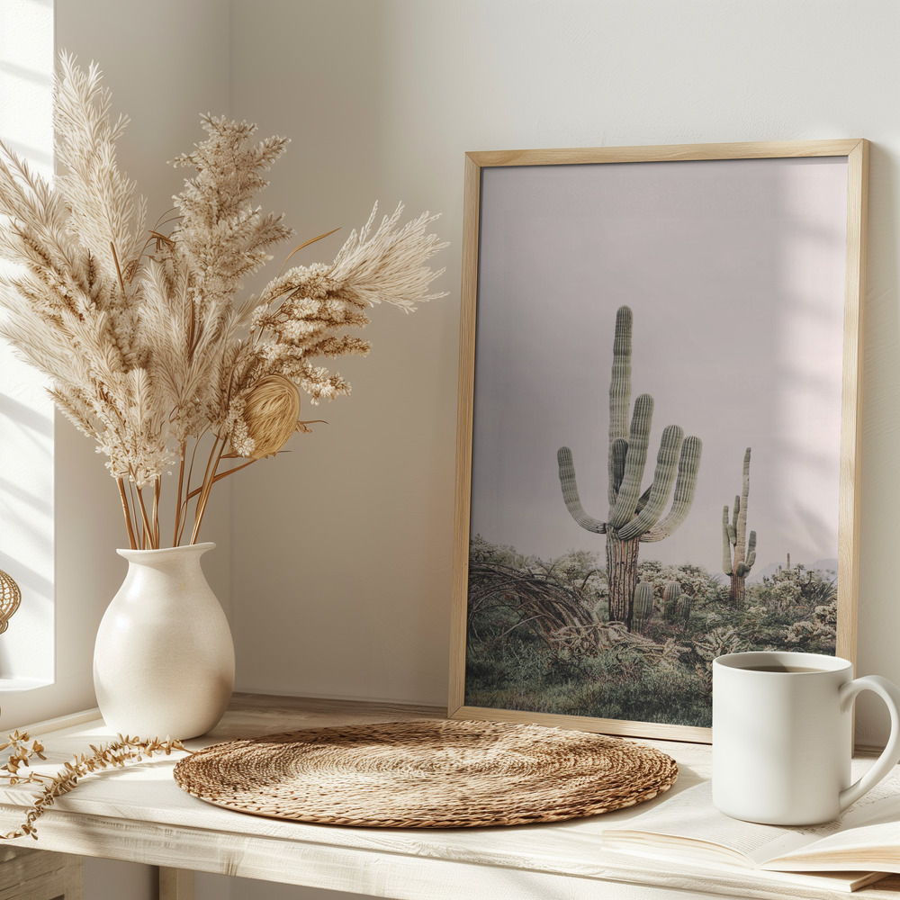 Poster - Pink Saguaro on table