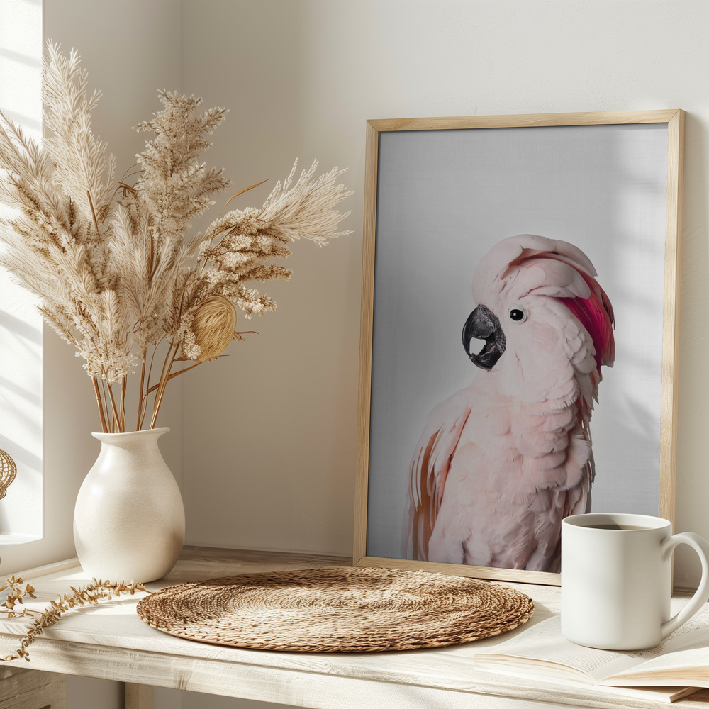 Plakat - Pink Cockatoo på bordet