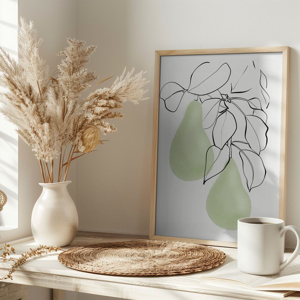 Póster - Wen pears en la mesa