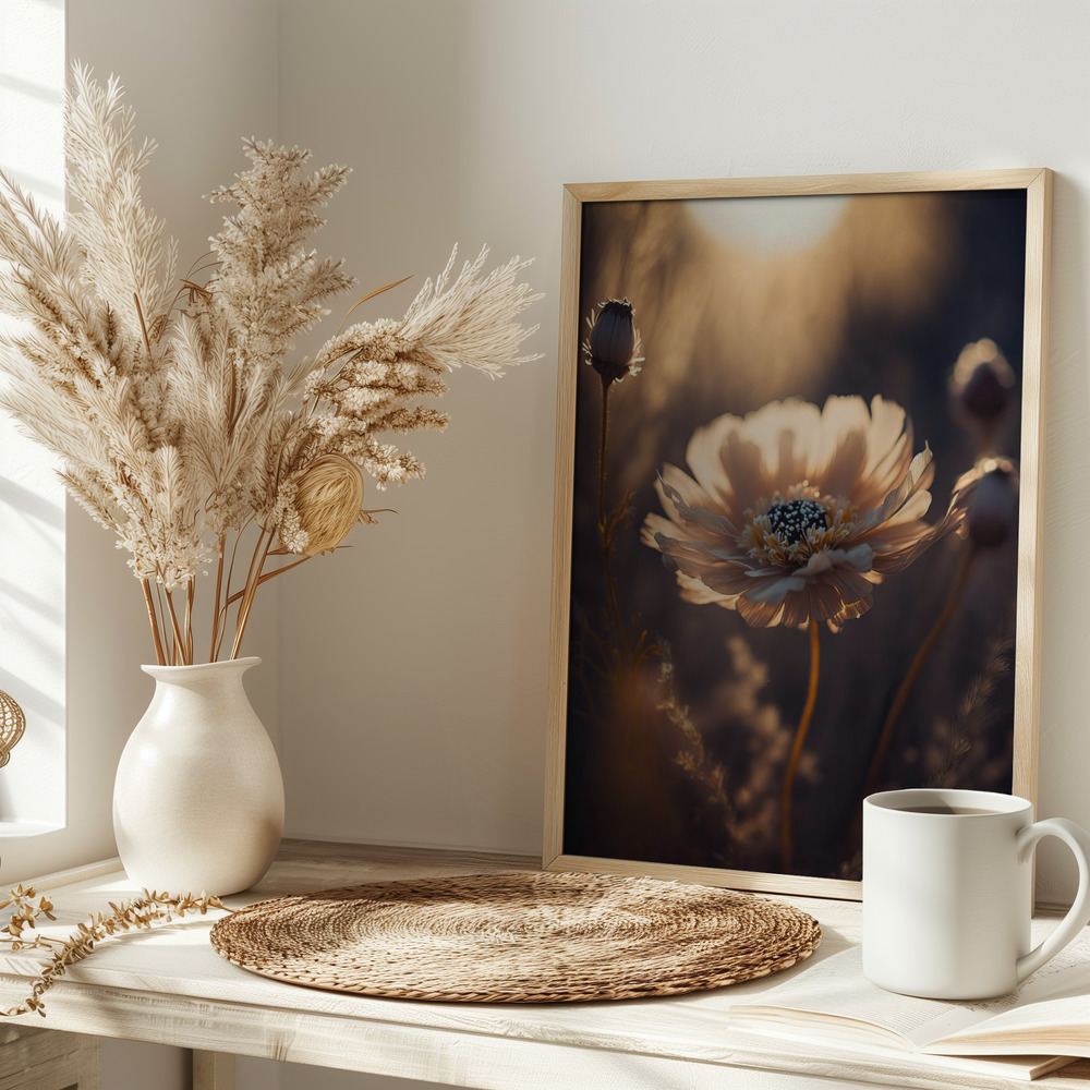 Poster - Flower in Morning Sun on table