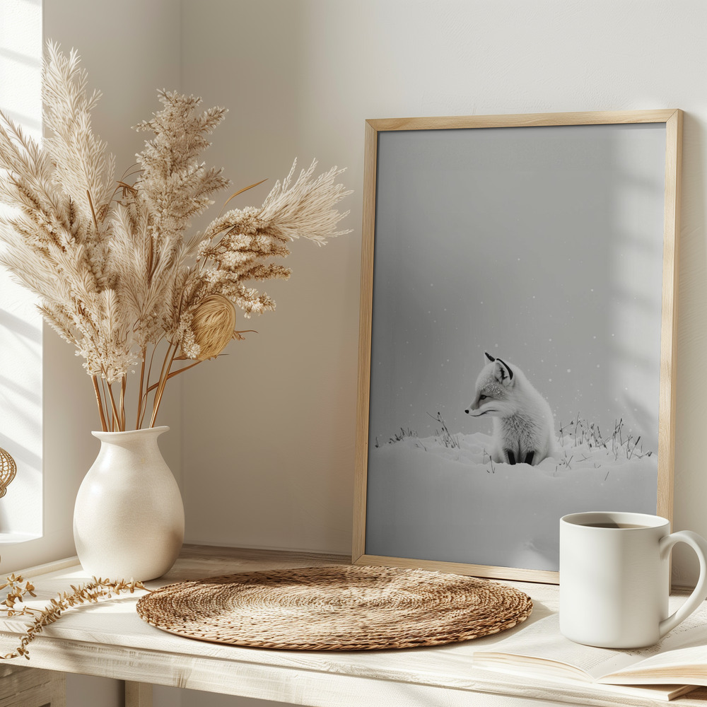 Poster - Snow Fox on table