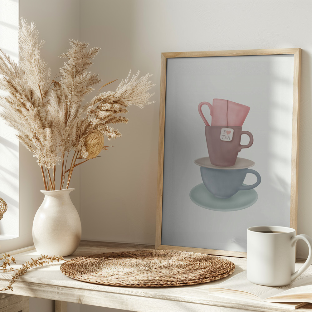 Poster - I Love TEA on table