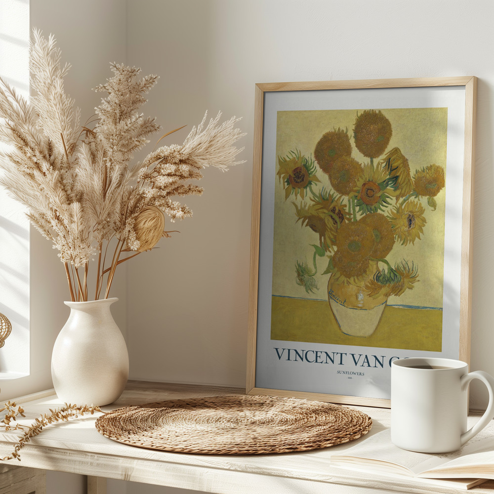 Poster - Sunflowers on table