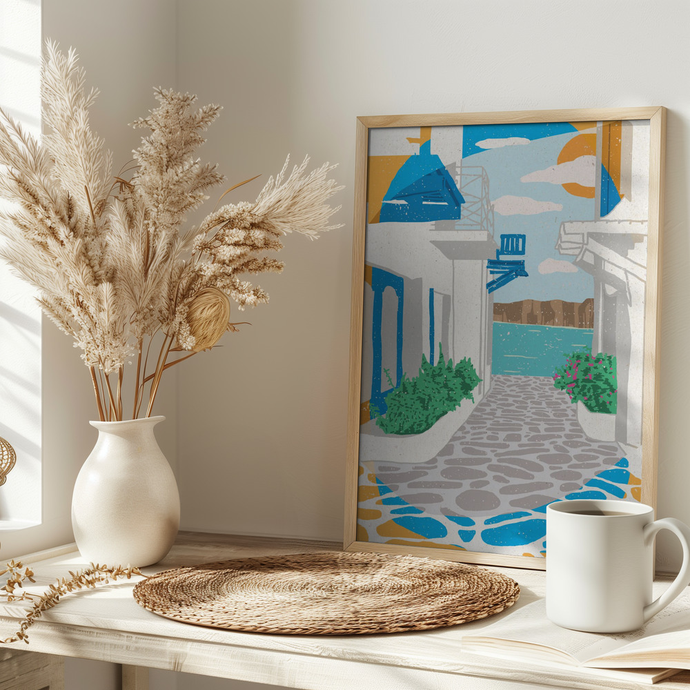 Poster - A Street in Greece op tafel