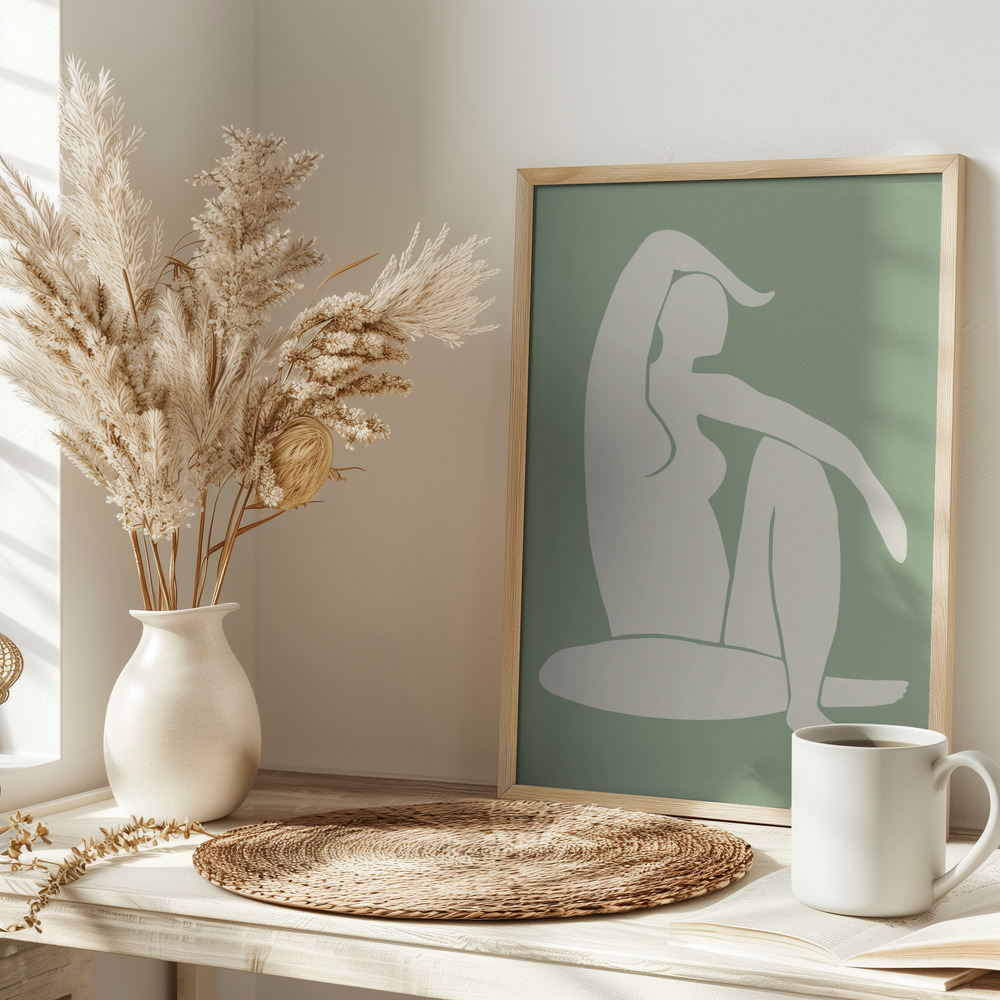 Poster - Figure Matisse Style Green op tafel