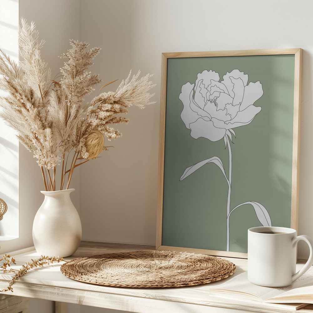 Affiche - Rose in Green sur la table