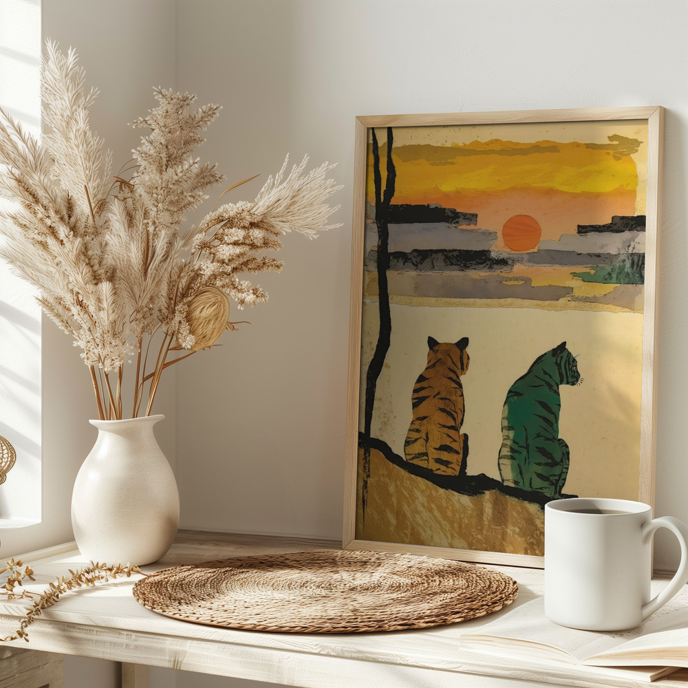 Poster - Resting Tigers op tafel