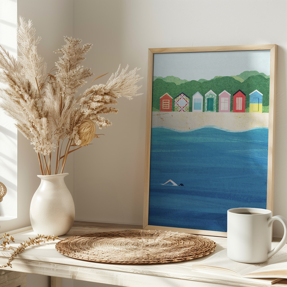 Póster - Beach Huts en la mesa