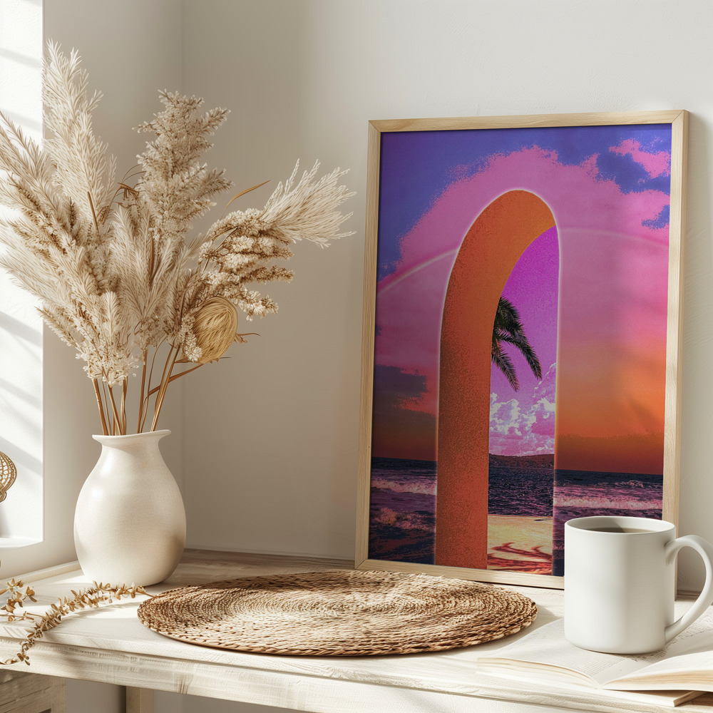 Poster - Portal Vaporwave on table
