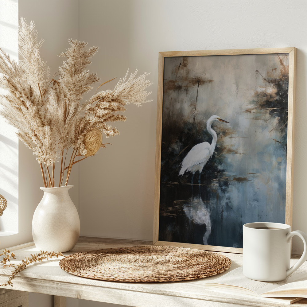 Poster - Egret in Lake on table