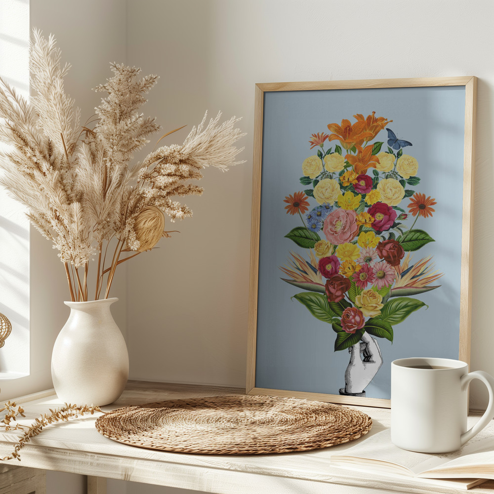 Poster - Botanical blue bouquet on table