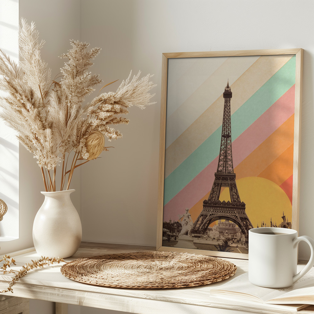 Plakat - Eiffel Tower Rainbow på bordet