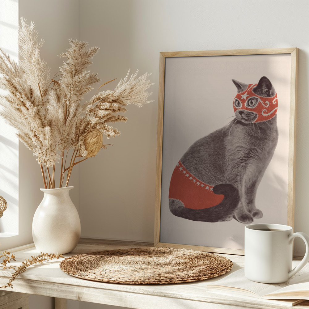 Poster - Chat Catcheur on table