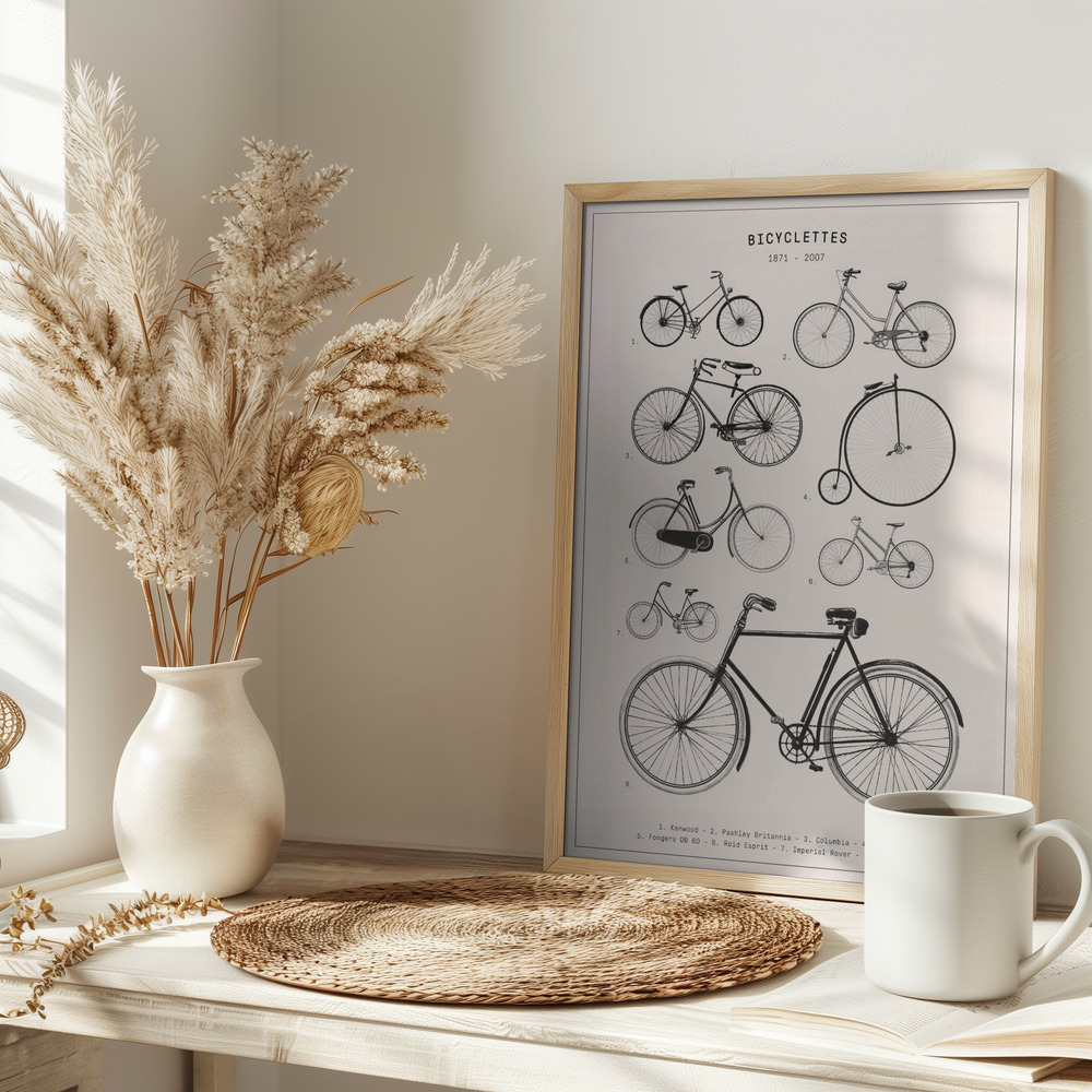 Poster - Bicyclettes op tafel