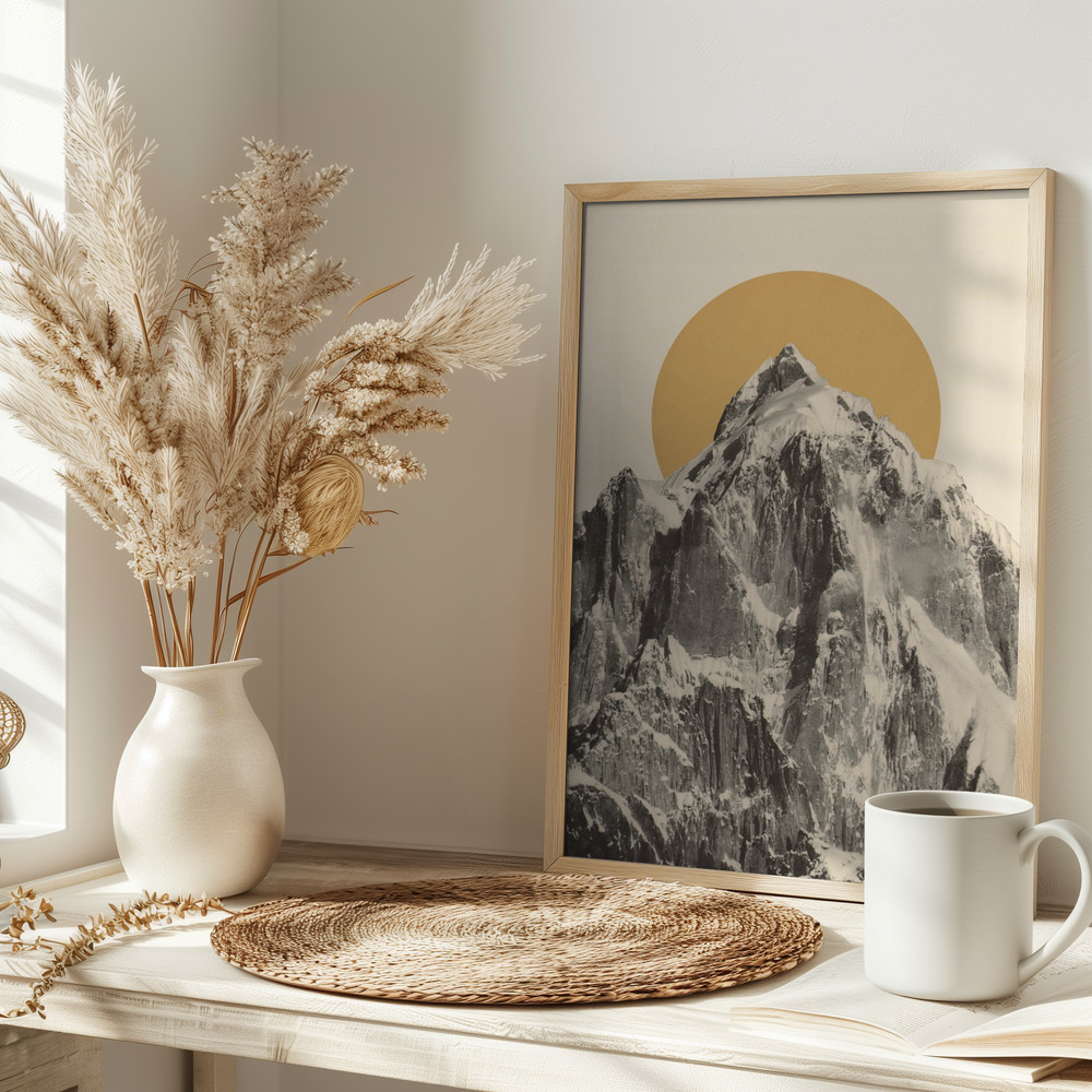 Póster - Mountainscape en la mesa