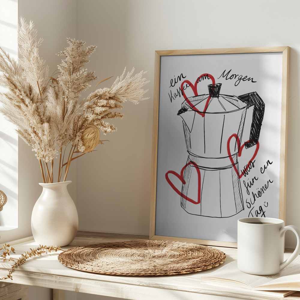 Poster - Kaffee am Morgen on table