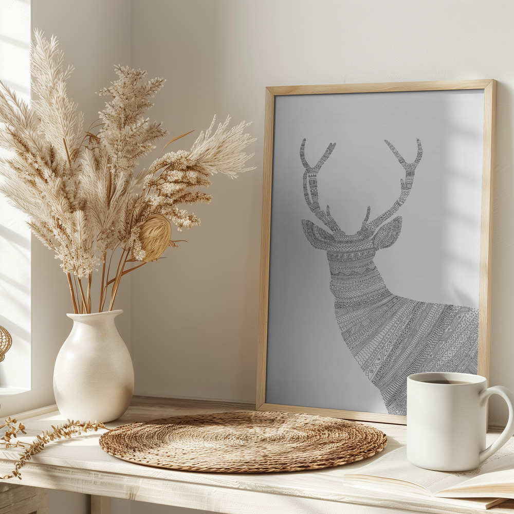Poster - Stag Grey on table