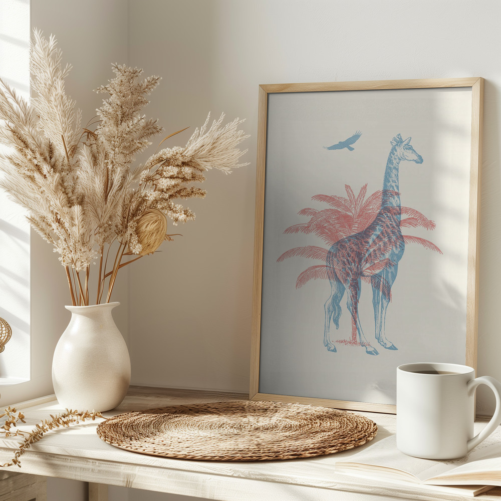 Plakat - Giraffe på bordet