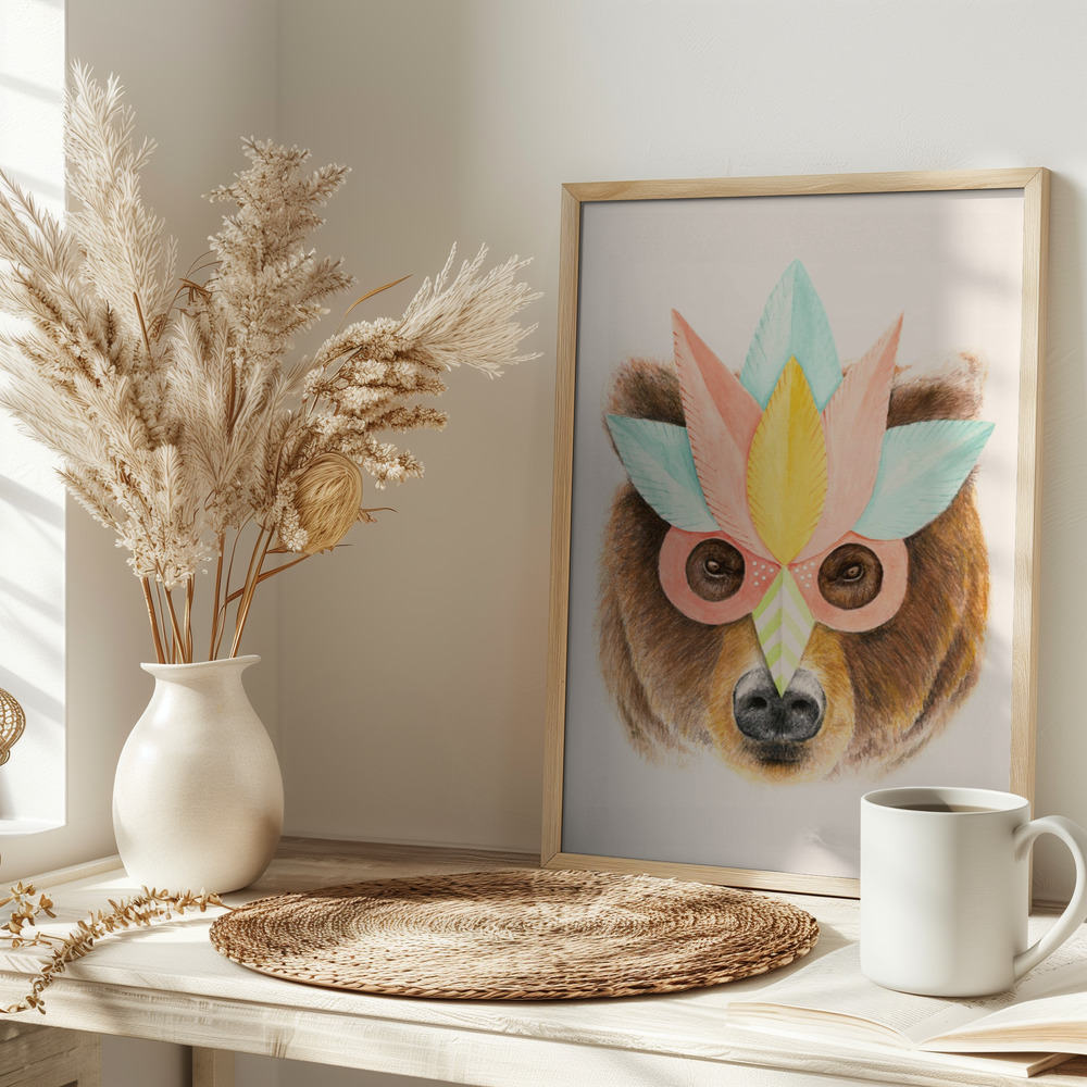 Plakat - Bear Paper Mask på bordet