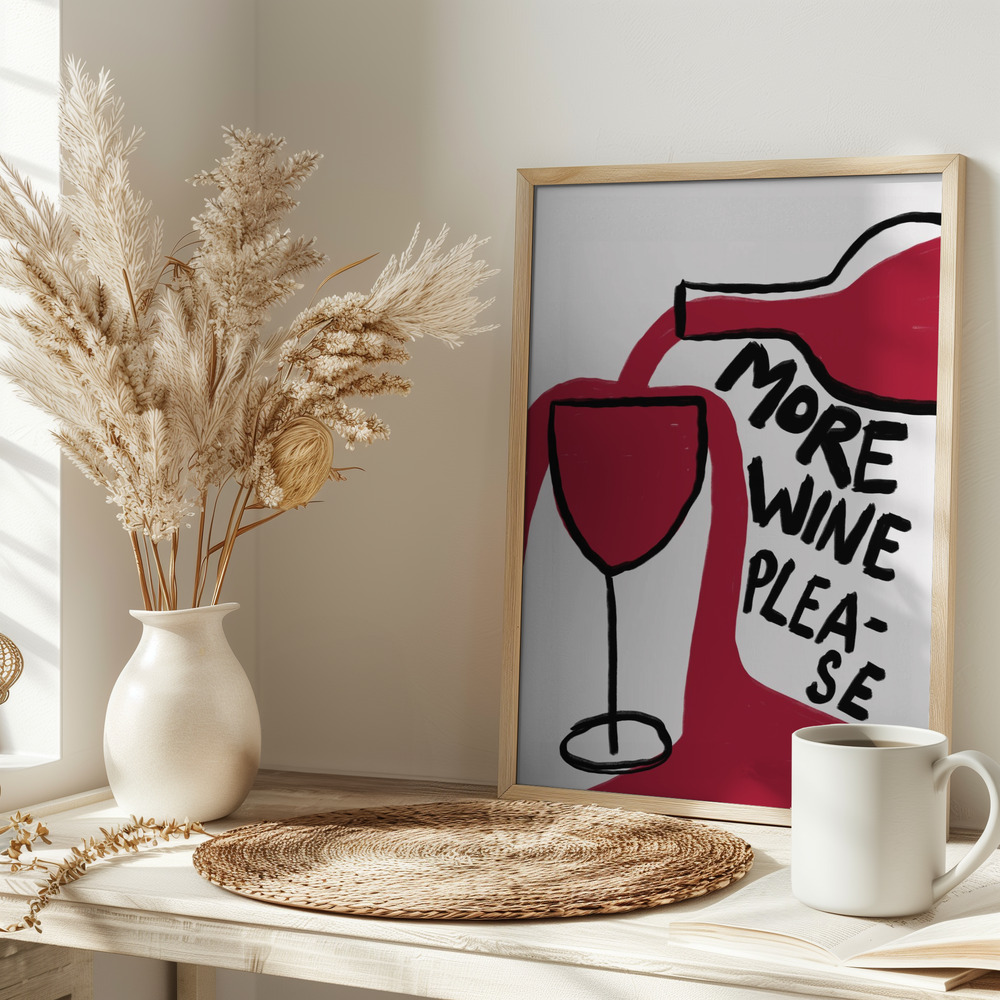 Affiche - More Wine Please sur la table