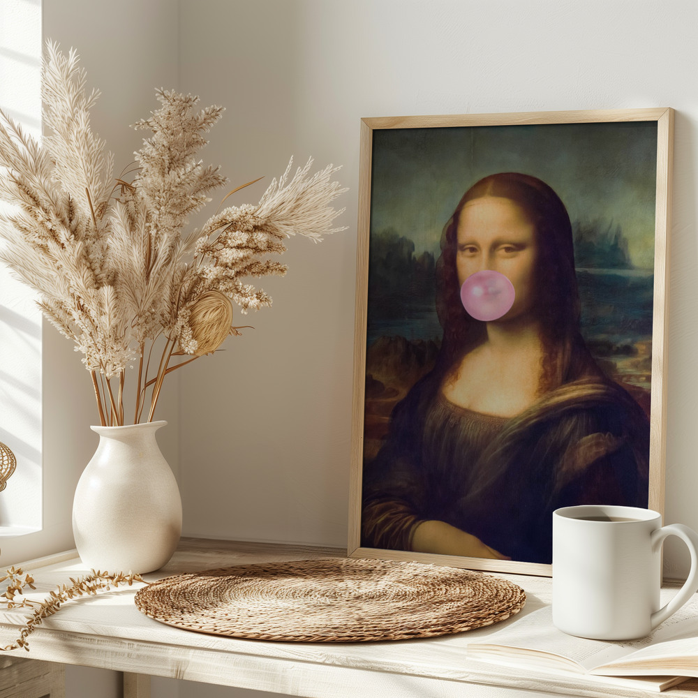Plakat - Mona Lisa Bubble Gum på bordet