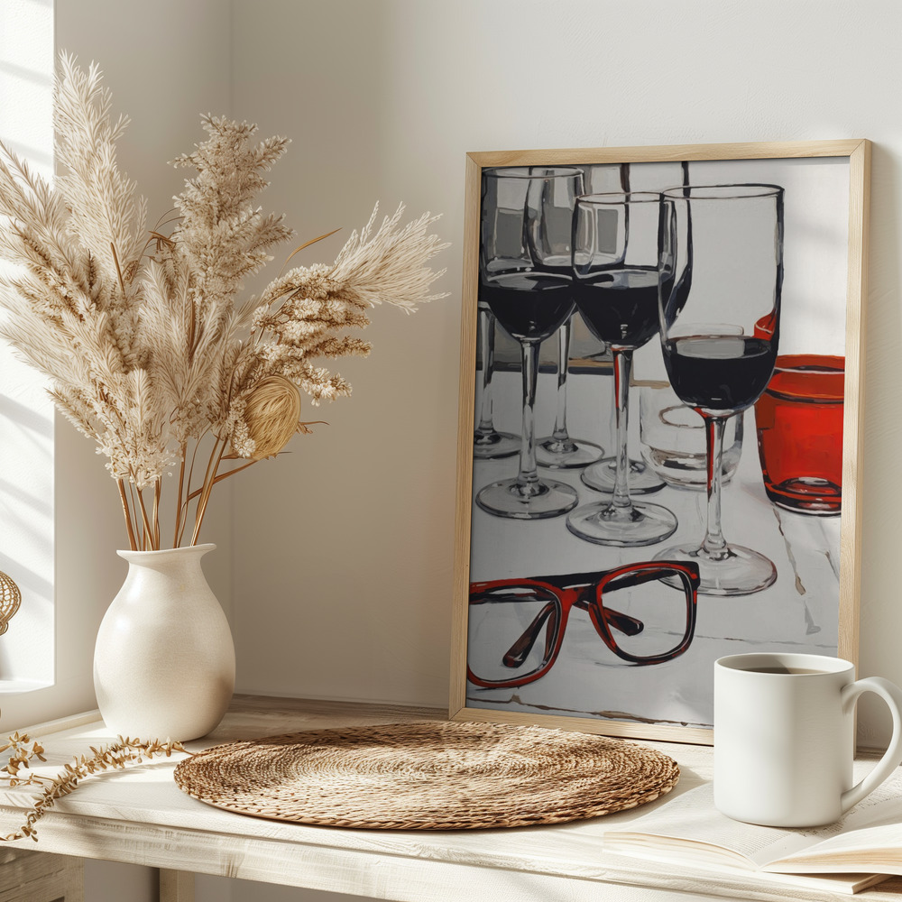 Plakat - Still Life With Red Glasses på bordet