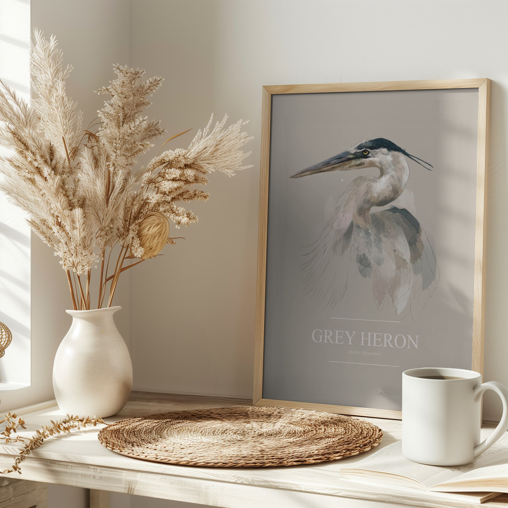 Plakat - Grey Heron på bordet