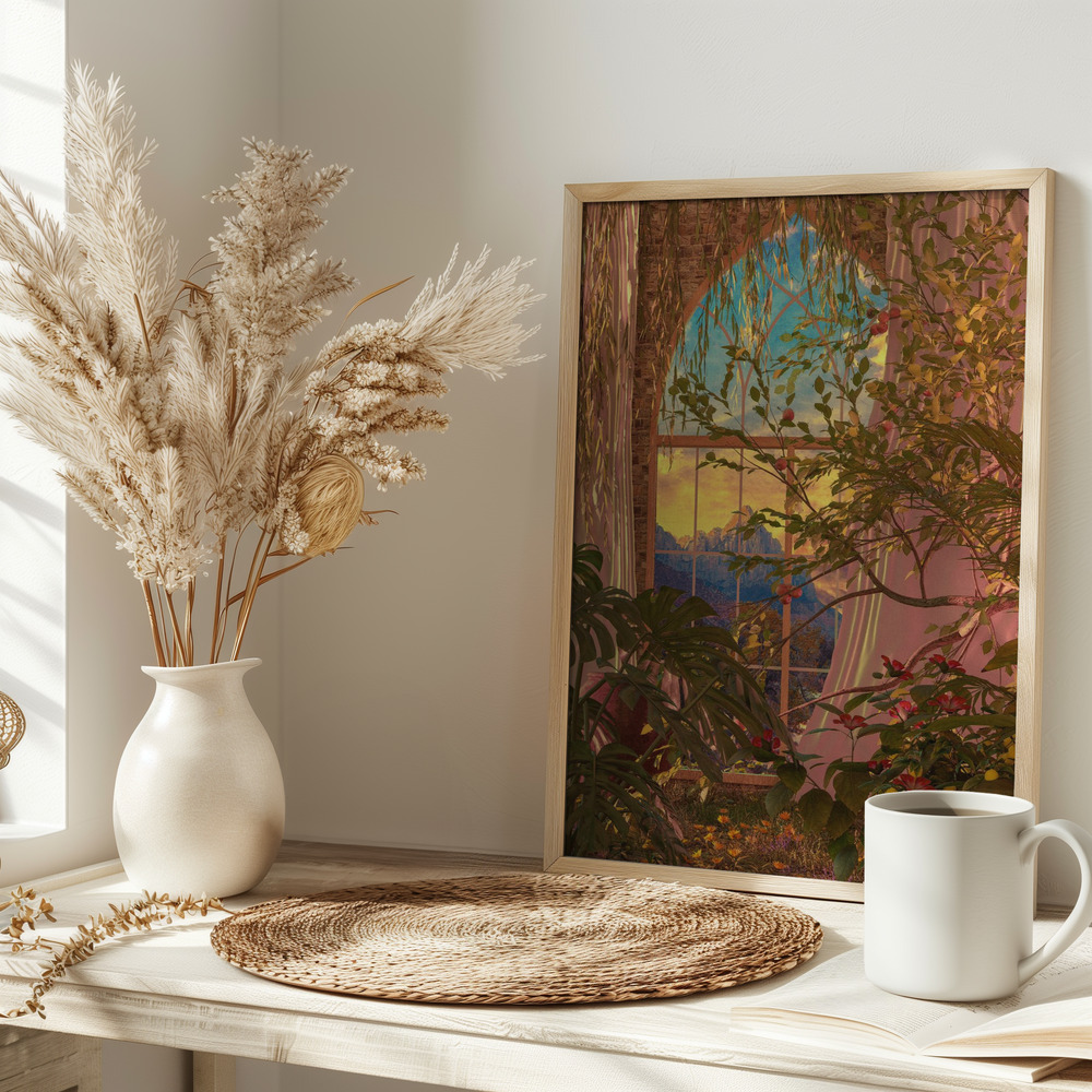 Poster - Window to the Enchanted Garden on table