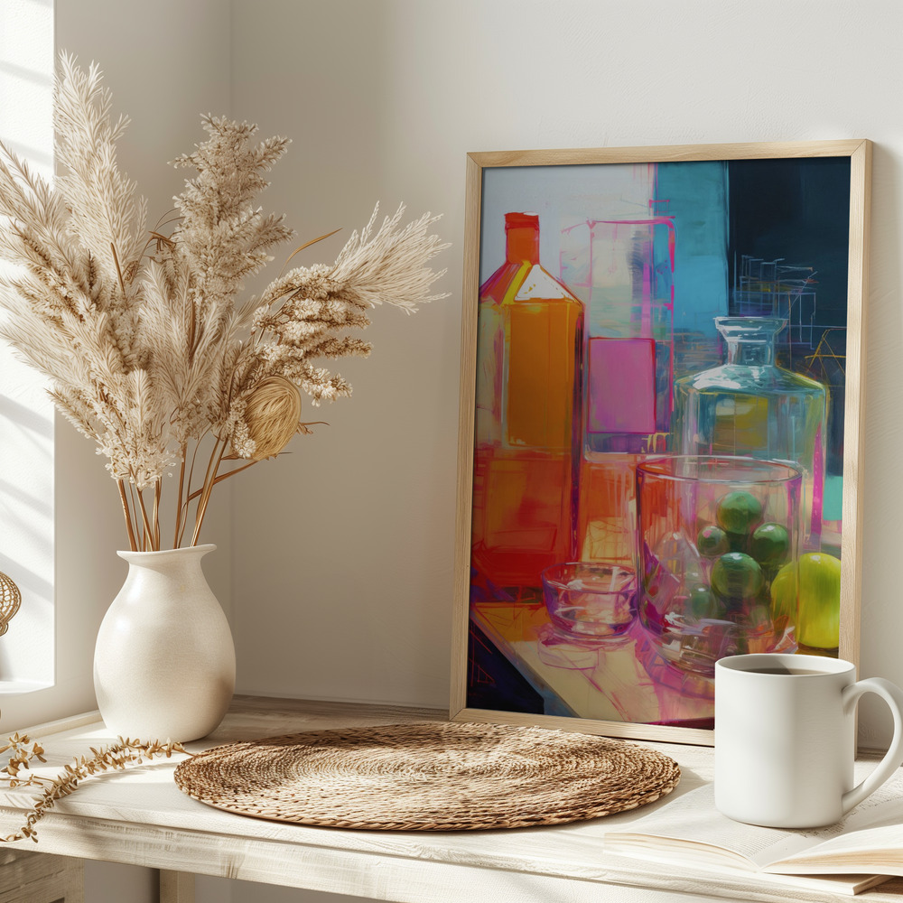 Juliste - Neon Still Life No 2 pöydällä