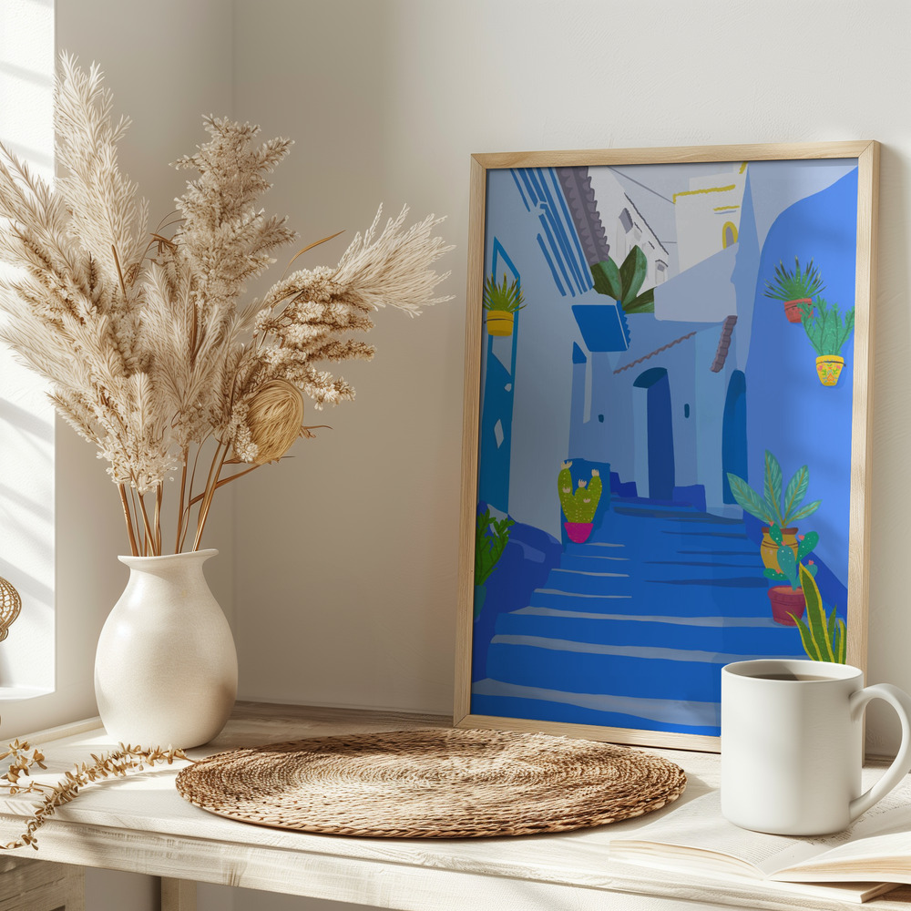 Plakat - Blue city på bordet