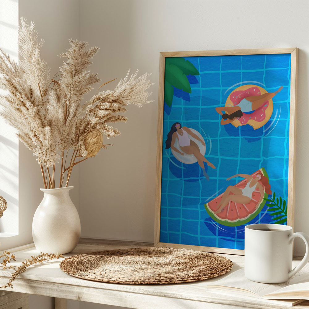 Poster - Pool Ladies op tafel