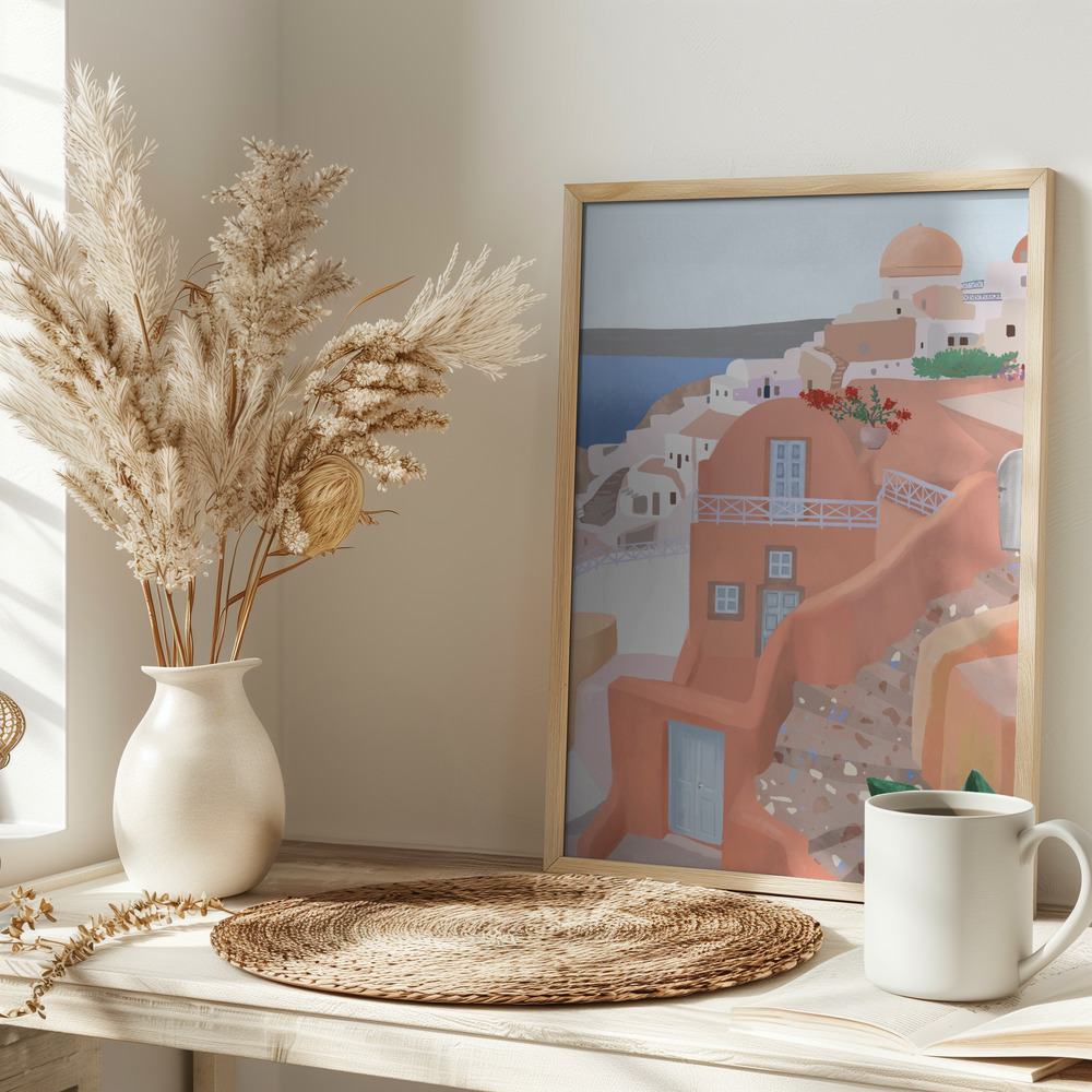 Poster - Santorini on table