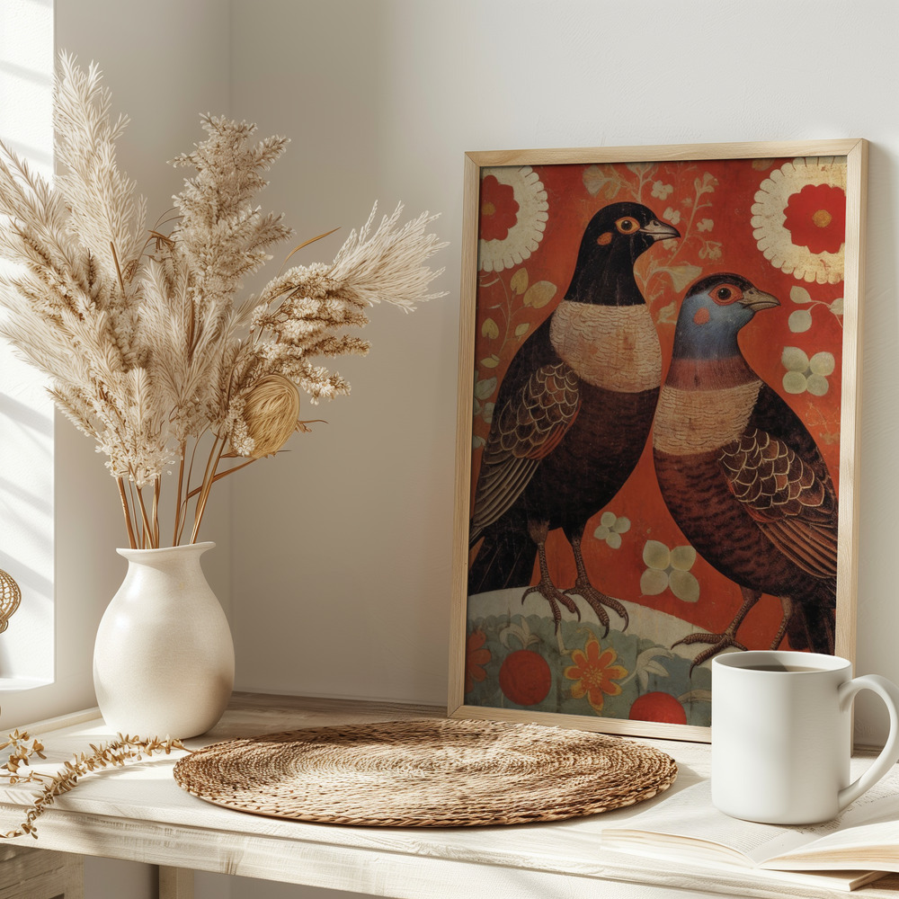 Poster - Nostalgic Birds op tafel