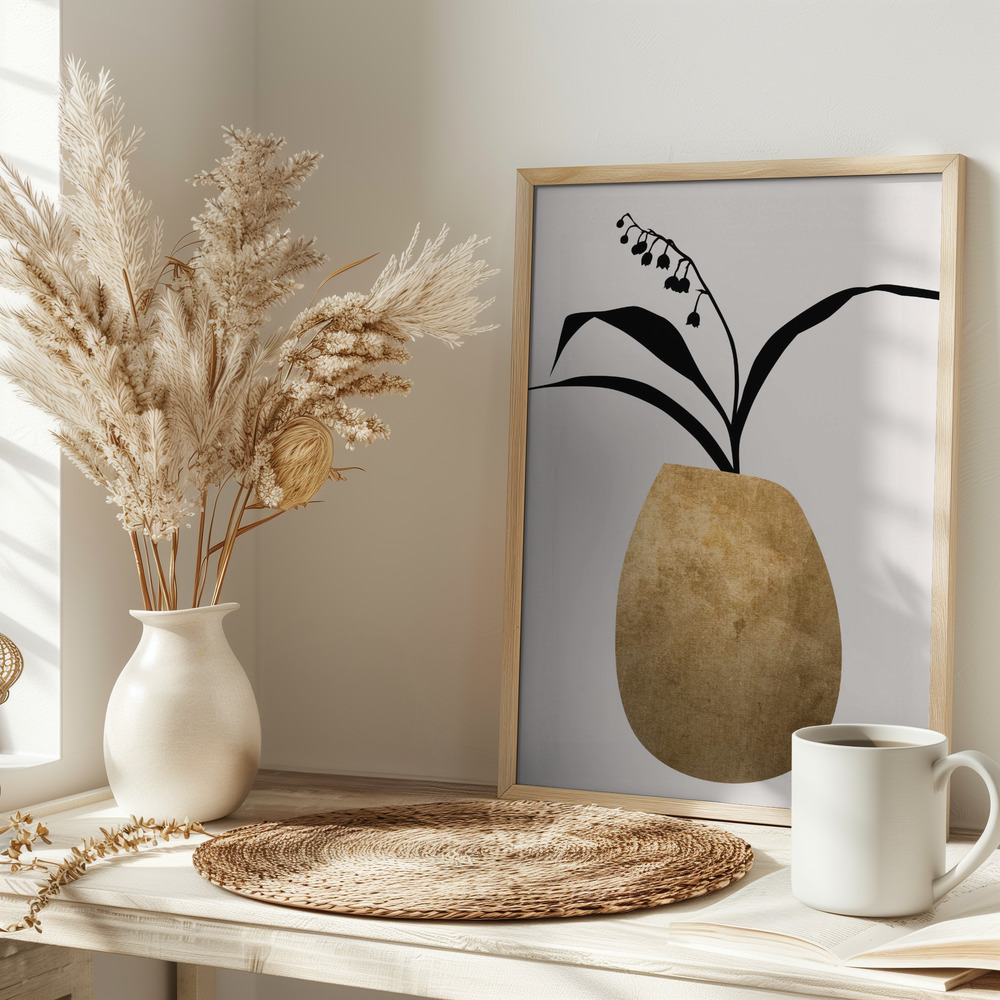 Poster Water Lilies   Gold - Affisch på bordet