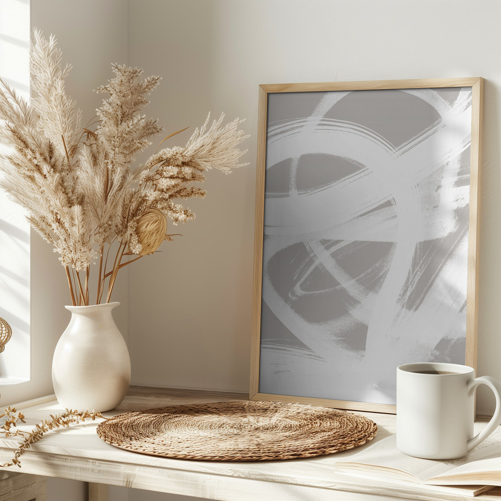 Poster - Abstract Brush Strokes 6 A1 on table