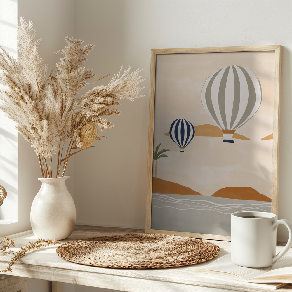 Poster - Airballoons In Dessert on table