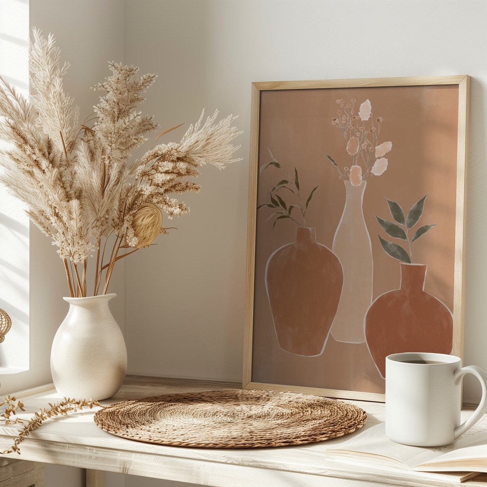 Poster - Set of Flower Vases op tafel