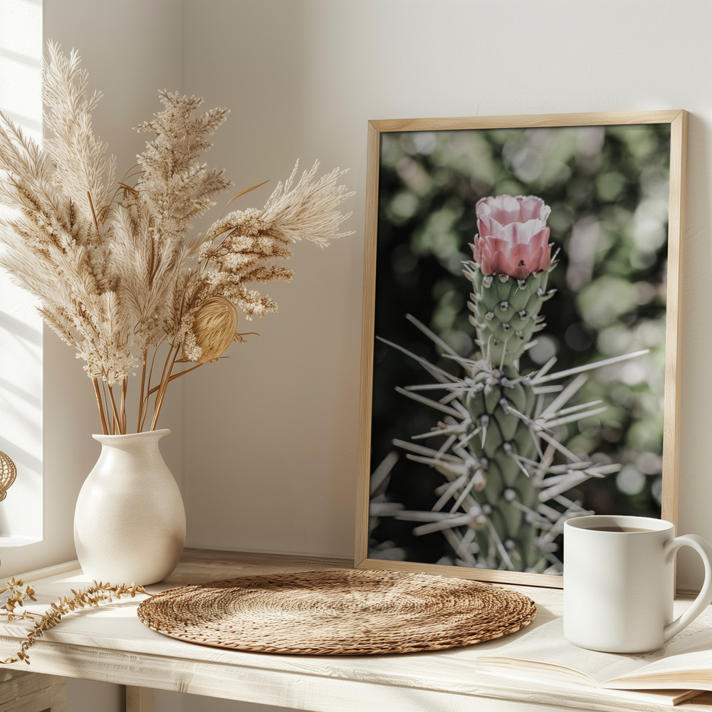 Poster - Pink Desert Bloom on table