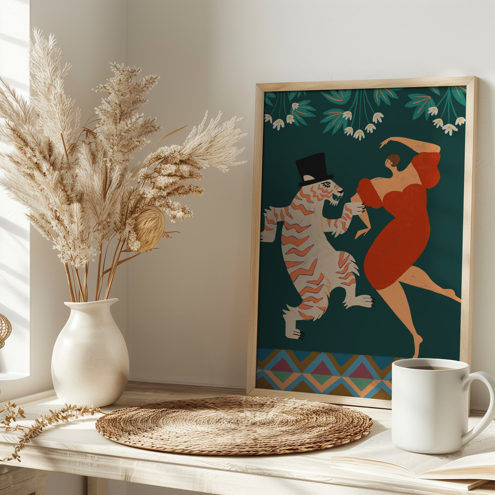 Poster - A Date With a Wild Cat auf dem Tisch
