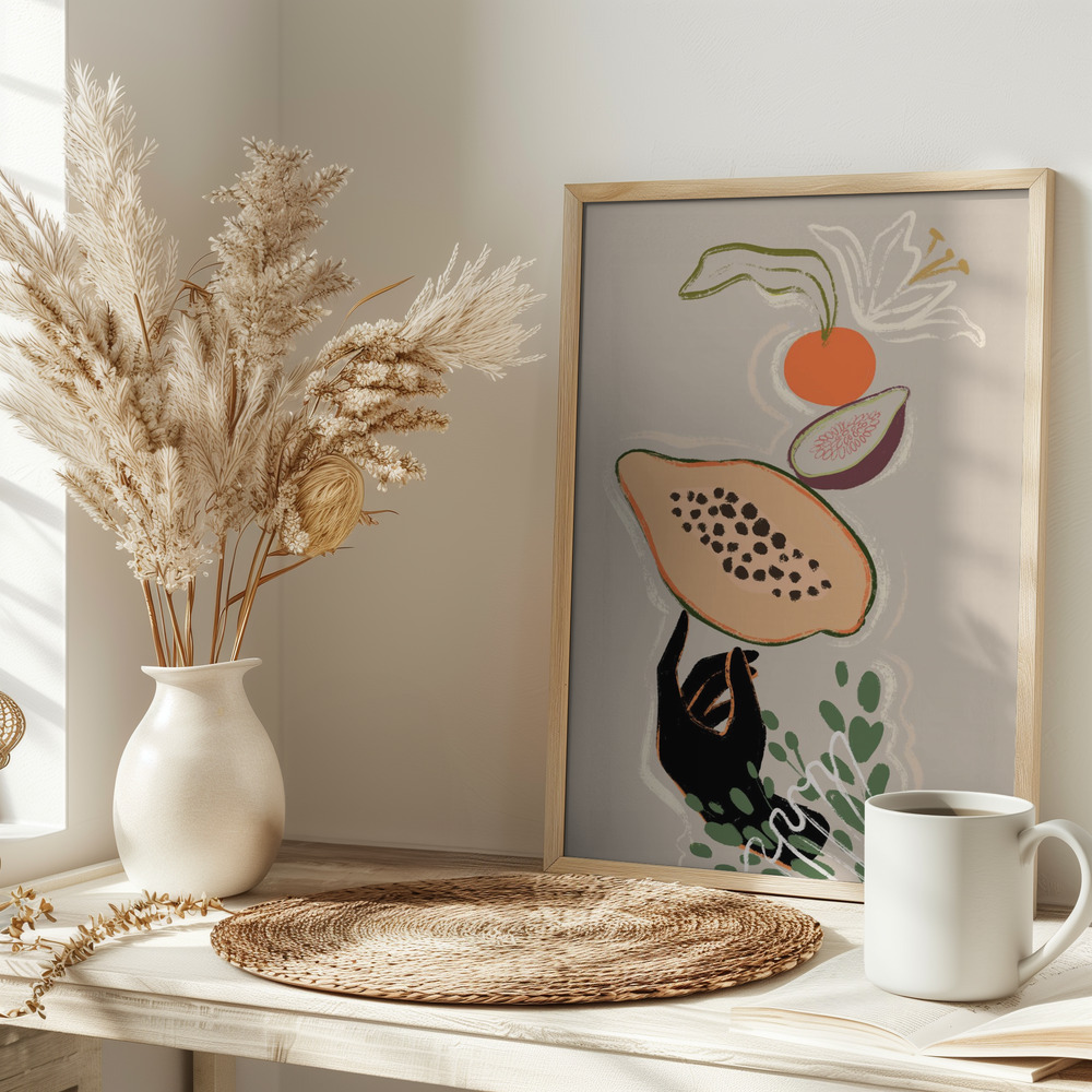 Poster - Balancing Fruits on table