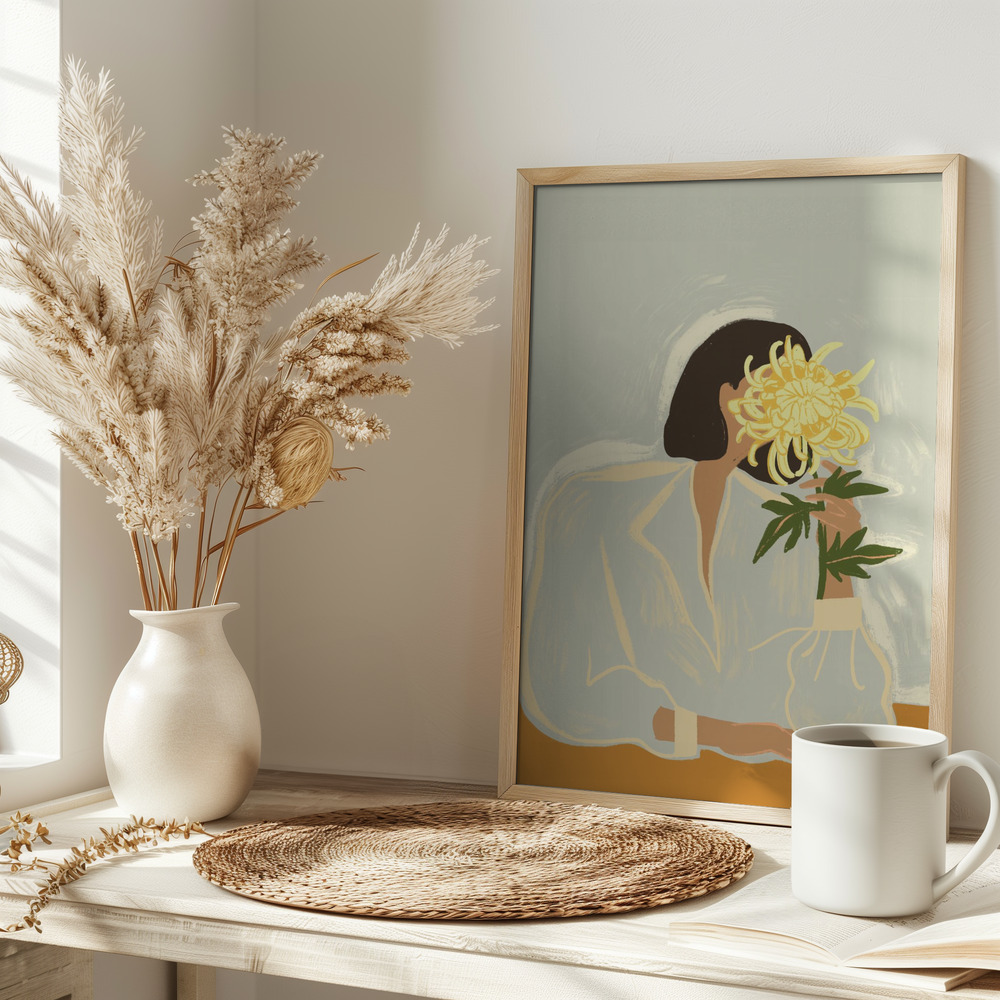 Poster - Thecrysanthemum auf dem Tisch