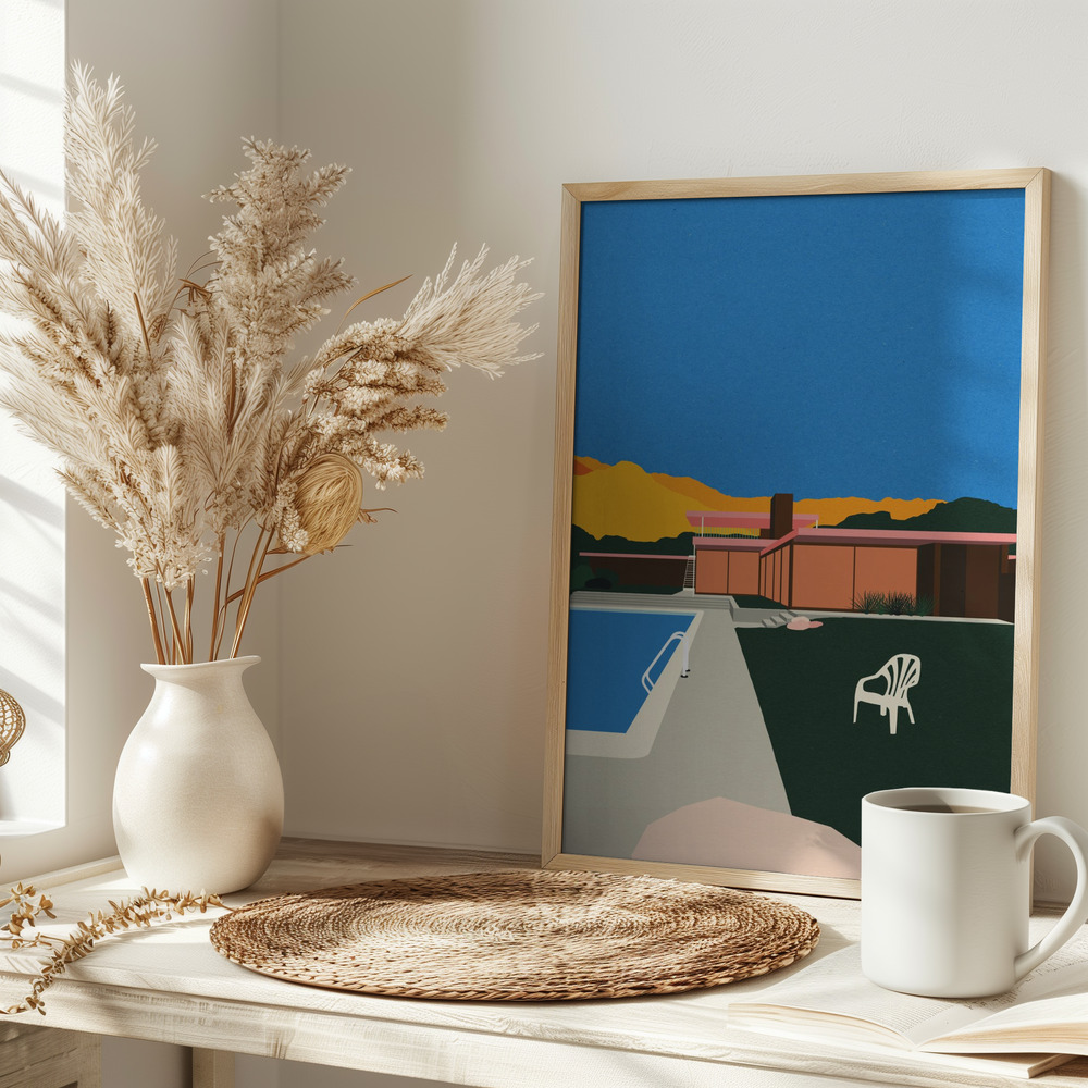Póster - Kaufmann Desert House Poolside en la mesa