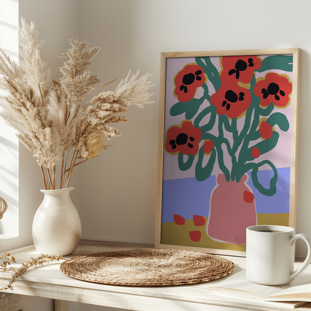 Affiche - Poppy In Pink Vase sur la table