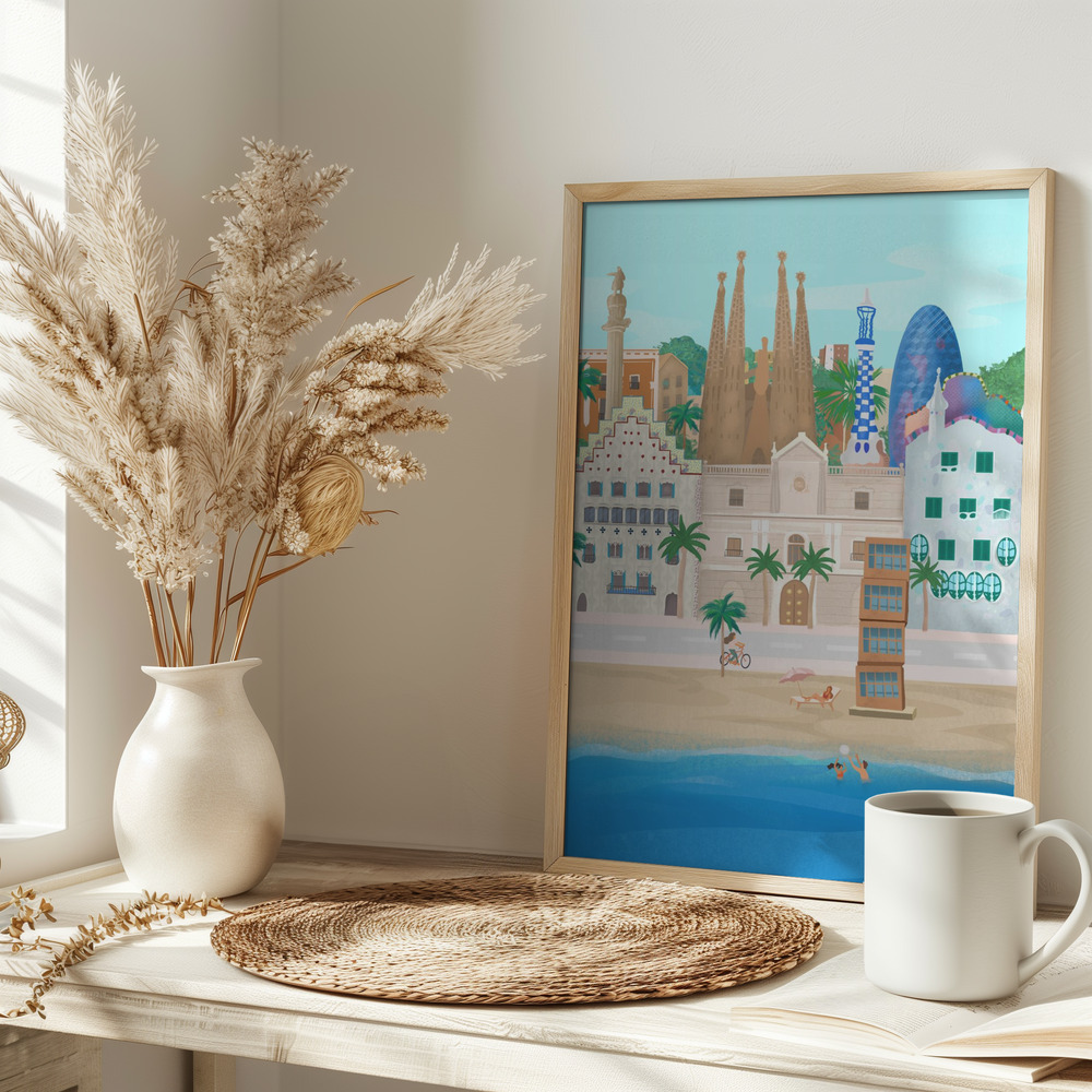 Poster - Barcelona on table