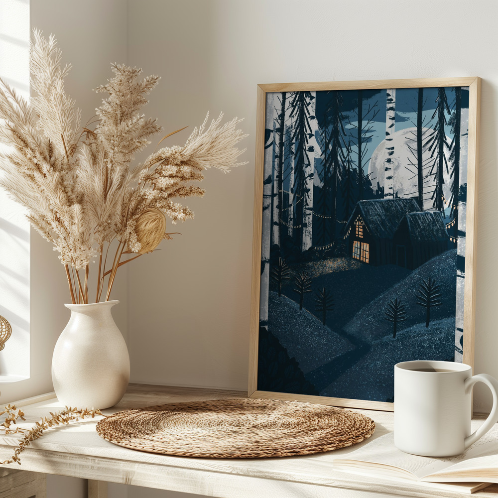 Poster Christmas Cabin - Affisch på bordet
