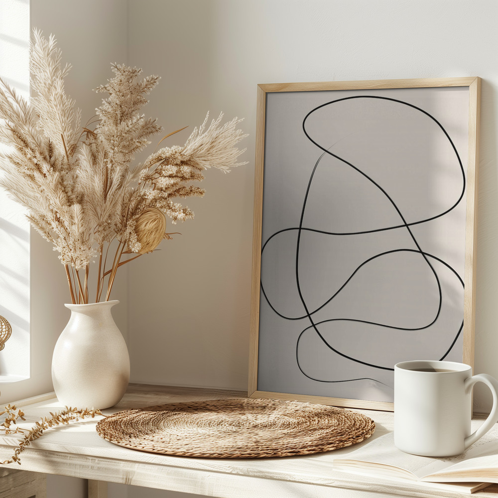 Poster - Swirling One Line Art on table