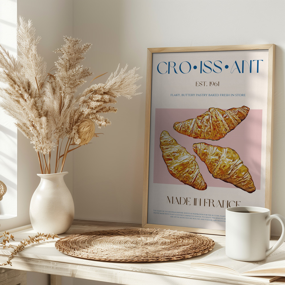 Poster - Croissant Print op tafel