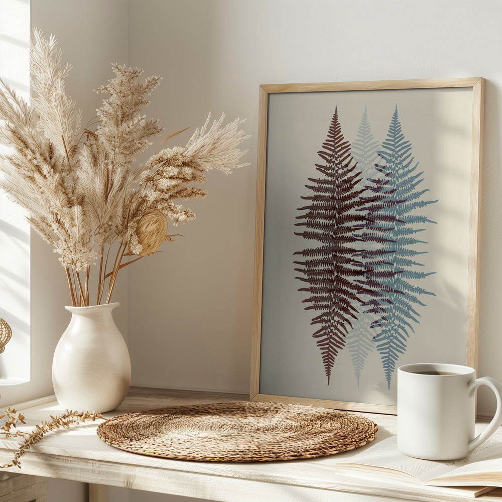 Poster Chocolate and Teal Fern - Affisch på bordet