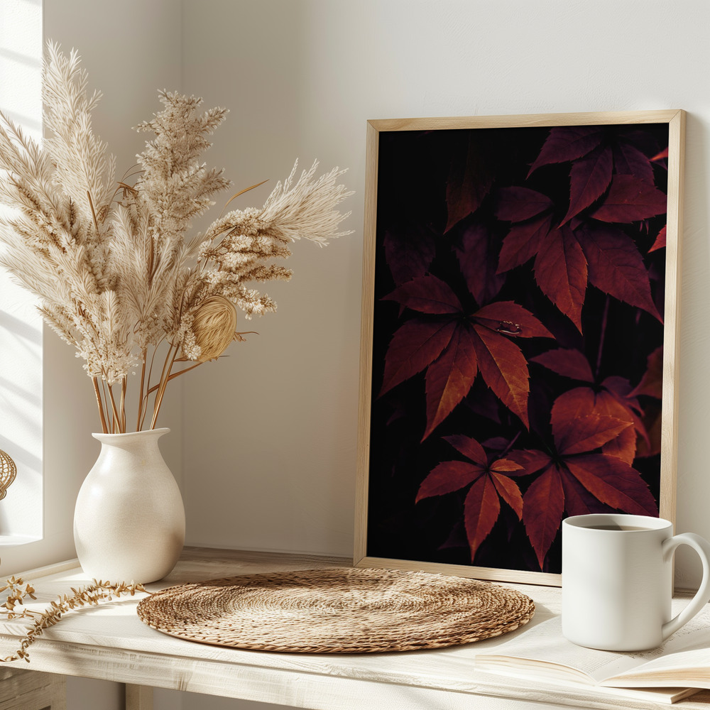 Poster - Dark Leaves 7X op tafel