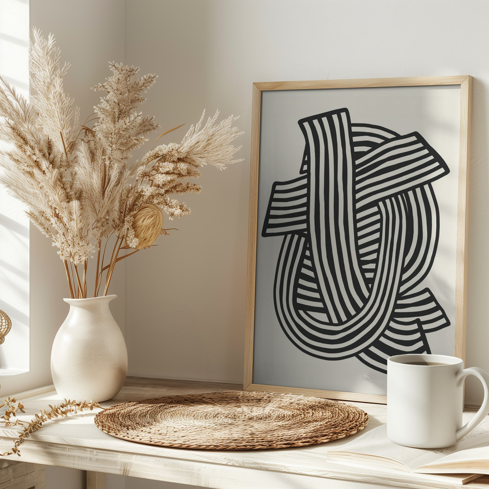Poster - Striped Abstract In Black on table